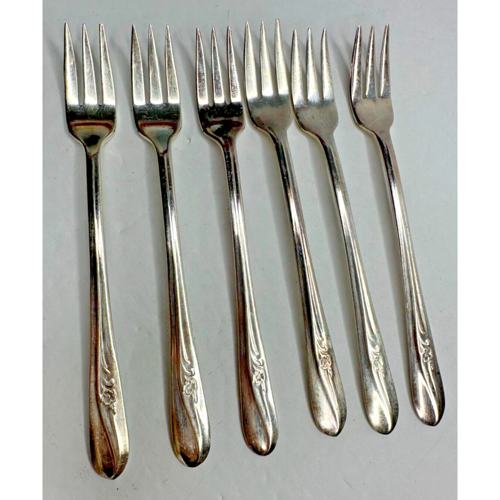 Holmes Tuttle Meadow Flower Cocktail Fork Silver Plated Flatware Silverware 6 pc